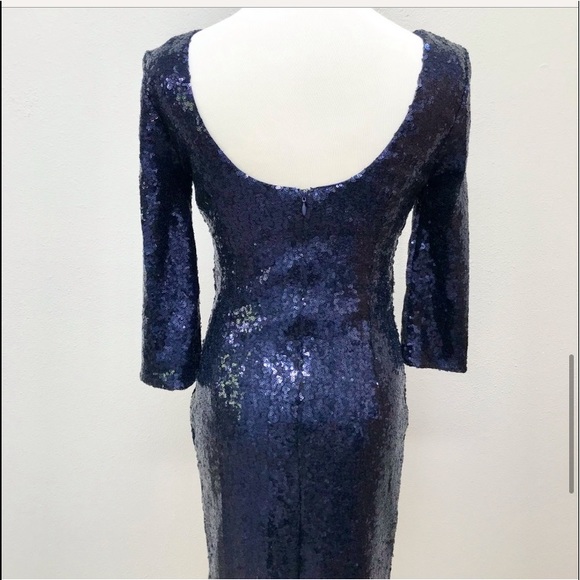 ❤️Lulu’s Navy Blue Sequin Holiday Dress - Picture 7 of 8